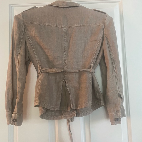 Miu Miu linen jacket, with real leather trim - Picture 2 of 3